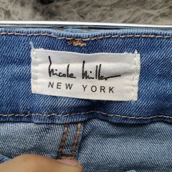 Nicole Miller Jean Womens 10 Blue High Rise Kick Boot Stretch Denim Cropped - Picture 3 of 13